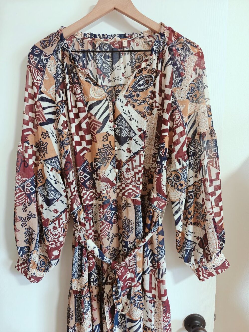 Soft Surroundings Hailey Patchwork Paisley Sheer Maxi Dress XL Boho - Picture 3 of 9